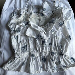 Ruffled ivory floral top